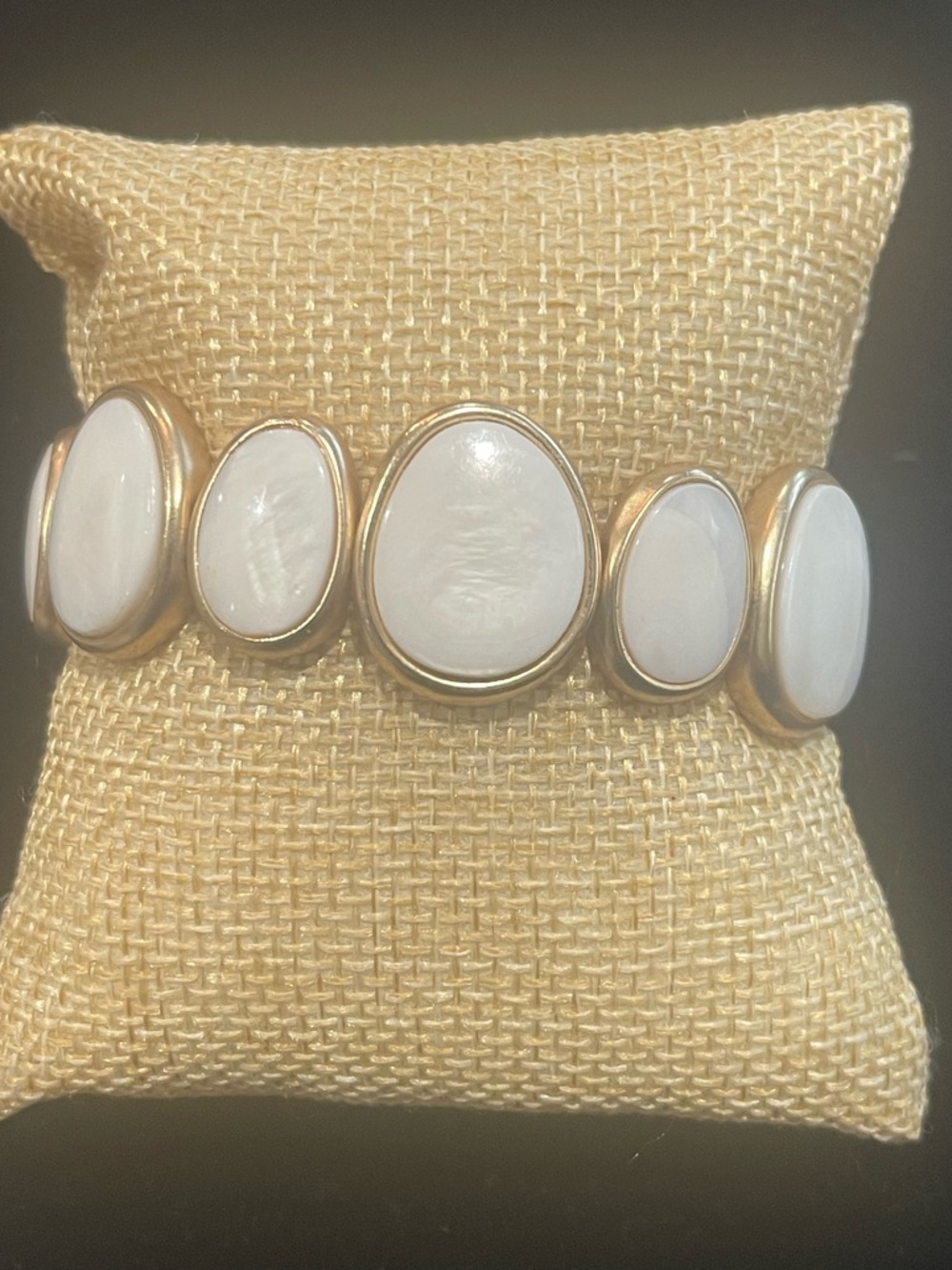 White Stone Gold-Tone Stretch Bracelet - Women's Jewelry